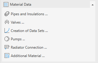 Area material data in Heating and Potable water of the LINEAR Solutions for Autodesk Revit