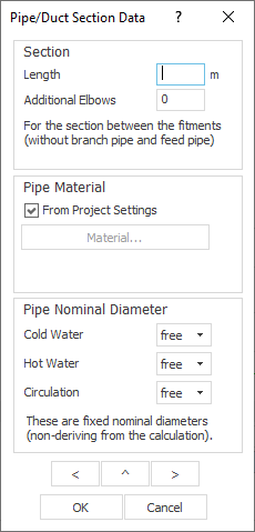 Pipe section data pipe run Linear Smartplan
