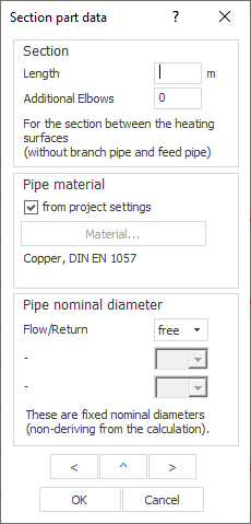 Dialog pipe section data Linear Smartplan
