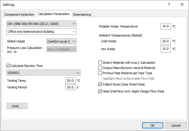 Dialog settings Potable Water