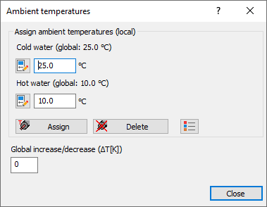 Dialog Ambient temperatures in the LINEAR Solutions for Autodesk Revit