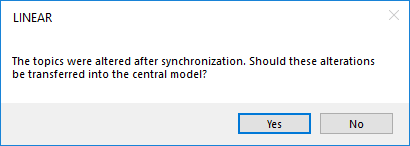 Notification dialog for synchronizing changed topics