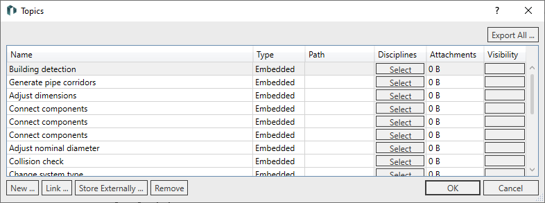 Dialog Topics in the LINEAR Solutions for Autodesk Revit