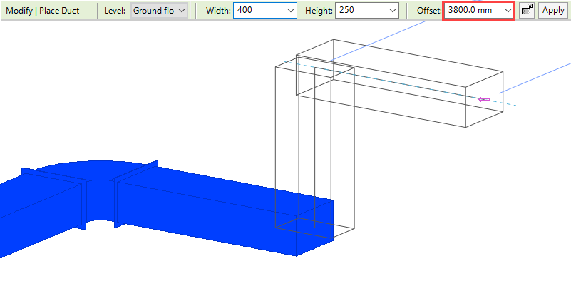 Air duct offset Linear Revit