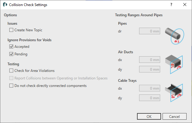 Dialog settings collision check Linear Revit