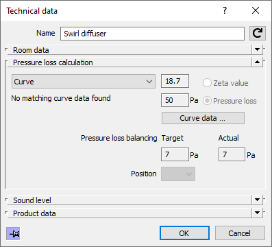 Dialog technical data AutoCAD