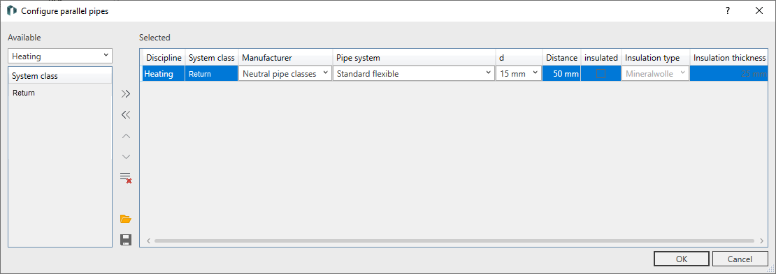 Parallel pipes setting heating Linear Revit