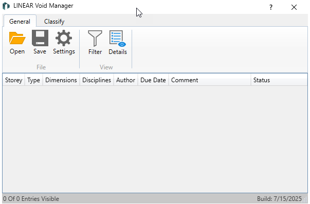 Tab general Linear Void Manager