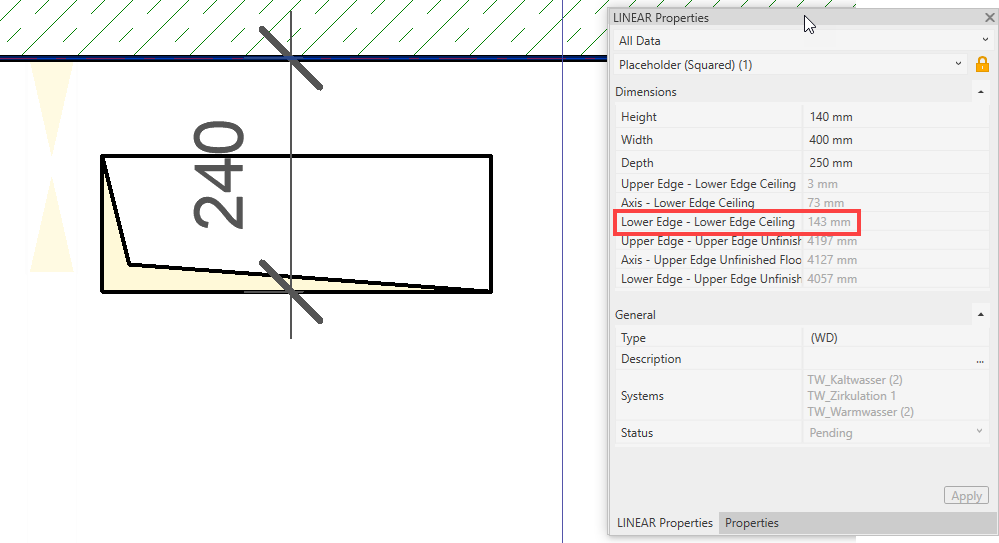 Openings Voids pipes Linear Revit