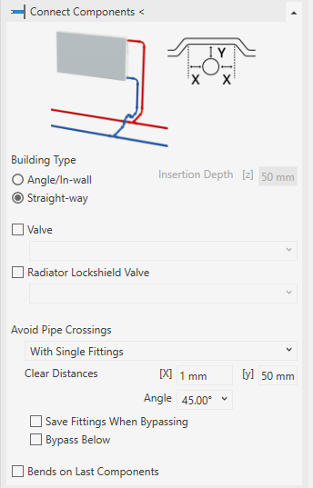 Heating connect components Linear Revit