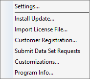 Conext menu Extras in LINEAR Installation Center