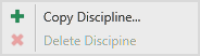 Context menu of the Disciplines dialog