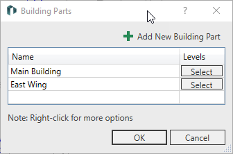 Dialog Building Parts with a New Building Part