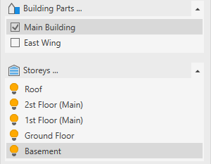 Selected Building Part with the Associated Levels