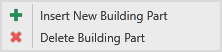 Context menu of the Building Parts dialog